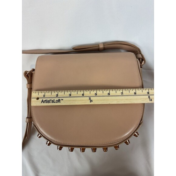 Alexander Wang Lia Leather Crossbody Shoulder Bag Peach Tan Nude Studded Bottom - Picture 10 of 16